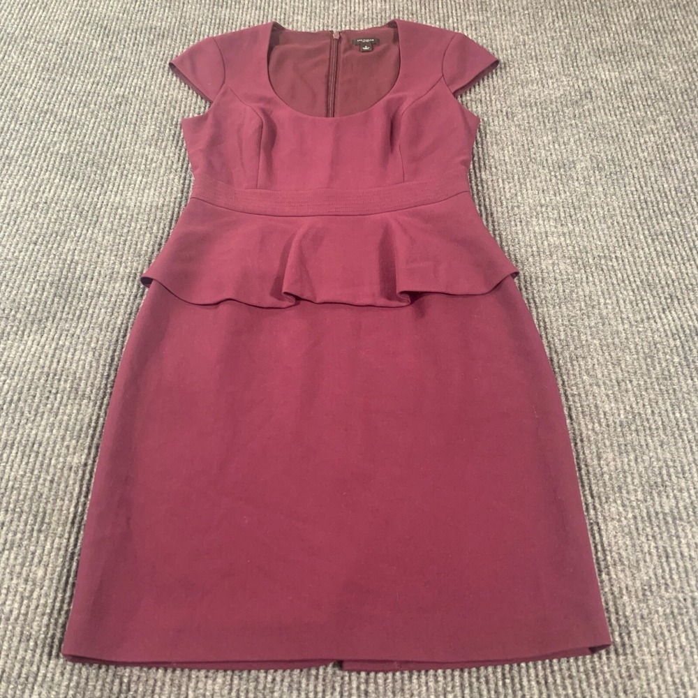 Ann Taylor Loft Dress Womens 0 Purple Zip Up Ruffle Professional Classy Career